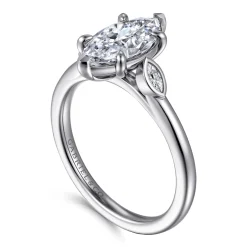 Best Gabriel & Co. Charli - 14K White Gold Bezel Prong Marquise Shape Three Stone Diamond Engagement Ring