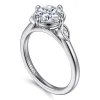 Outlet Gabriel & Co. Charli - 14K White Gold Bezel Prong Round Three Stone Diamond Engagement Ring