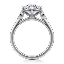 Outlet Gabriel & Co. Charli - 14K White Gold Bezel Prong Round Three Stone Diamond Engagement Ring