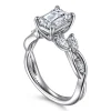 Discount Gabriel & Co. Charlina - 14K White Gold Floral Emerald Cut Diamond Engagement Ring