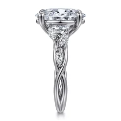 Best Gabriel & Co. Charlina - 14K White Gold Floral Oval Diamond Engagement Ring