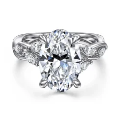 Best Gabriel & Co. Charlina - 14K White Gold Floral Oval Diamond Engagement Ring