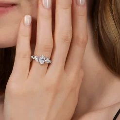Clearance Gabriel & Co. Charlina - 14K White Gold Floral Oval Diamond Engagement Ring