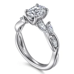 Clearance Gabriel & Co. Charlina - 14K White Gold Floral Oval Diamond Engagement Ring