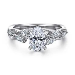 Clearance Gabriel & Co. Charlina - 14K White Gold Floral Oval Diamond Engagement Ring
