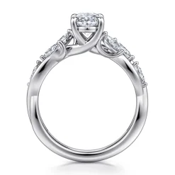 Clearance Gabriel & Co. Charlina - 14K White Gold Floral Oval Diamond Engagement Ring