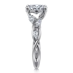 Hot Gabriel & Co. Charlina - 14K White Gold Floral Oval Diamond Engagement Ring