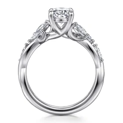 Hot Gabriel & Co. Charlina - 14K White Gold Floral Oval Diamond Engagement Ring