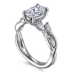Hot Gabriel & Co. Charlina - 14K White Gold Floral Oval Diamond Engagement Ring