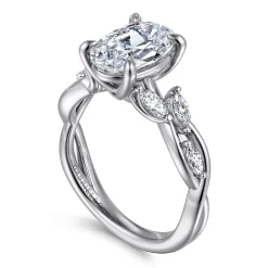 Best Gabriel & Co. Charlina - 14K White Gold Floral Oval Diamond Engagement Ring