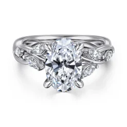 Best Gabriel & Co. Charlina - 14K White Gold Floral Oval Diamond Engagement Ring