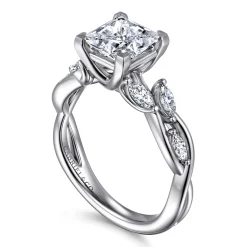 Online Gabriel & Co. Charlina - 14K White Gold Floral Princess Cut Diamond Engagement Ring