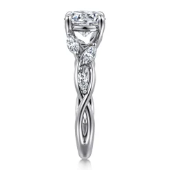 Sale Gabriel & Co. Charlina - 14K White Gold Floral Round Diamond Engagement Ring