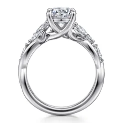 Sale Gabriel & Co. Charlina - 14K White Gold Floral Round Diamond Engagement Ring