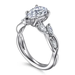 Online Gabriel & Co. Charlina - 14K White Gold Floral Round Diamond Engagement Ring