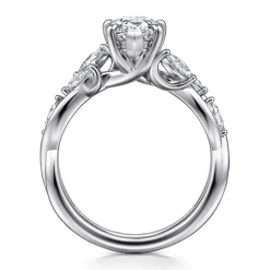 Online Gabriel & Co. Charlina - 14K White Gold Floral Round Diamond Engagement Ring