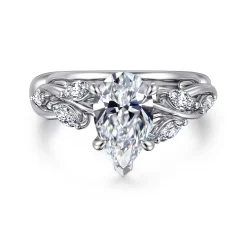 Online Gabriel & Co. Charlina - 14K White Gold Floral Round Diamond Engagement Ring