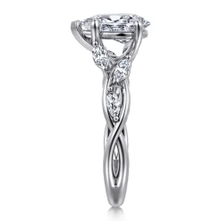 Online Gabriel & Co. Charlina - 14K White Gold Floral Round Diamond Engagement Ring