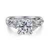 Hot Gabriel & Co. Charlina - 14K White Gold Floral Round Diamond Engagement Ring