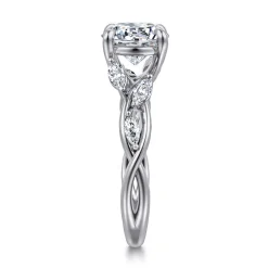 Hot Gabriel & Co. Charlina - 14K White Gold Floral Round Diamond Engagement Ring