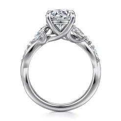 Hot Gabriel & Co. Charlina - 14K White Gold Floral Round Diamond Engagement Ring