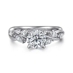 Online Gabriel & Co. Charlina - 14K White Gold Floral Round Diamond Engagement Ring