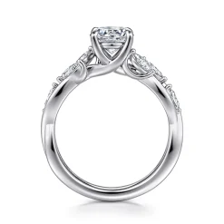 Online Gabriel & Co. Charlina - 14K White Gold Floral Round Diamond Engagement Ring