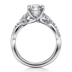 New Gabriel & Co. Charlina - 14K White Gold 6 Prong Floral Marquise Shape Diamond Engagement Ring