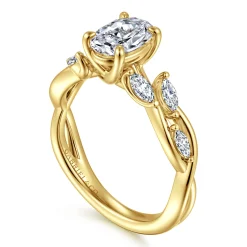 Outlet Gabriel & Co. Charlina - 14K Yellow Gold Floral Oval Diamond Engagement Ring