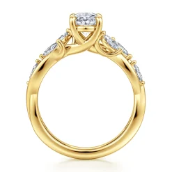 Outlet Gabriel & Co. Charlina - 14K Yellow Gold Floral Oval Diamond Engagement Ring