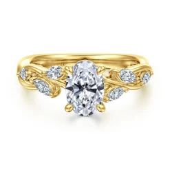 Outlet Gabriel & Co. Charlina - 14K Yellow Gold Floral Oval Diamond Engagement Ring