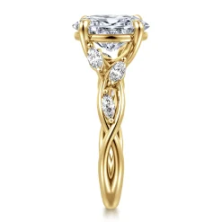Best Gabriel & Co. Charlina - 14K Yellow Gold Floral Oval Diamond Engagement Ring