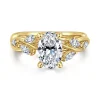 Best Gabriel & Co. Charlina - 14K Yellow Gold Floral Oval Diamond Engagement Ring