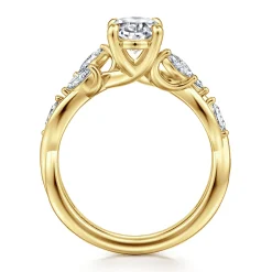 Best Gabriel & Co. Charlina - 14K Yellow Gold Floral Oval Diamond Engagement Ring