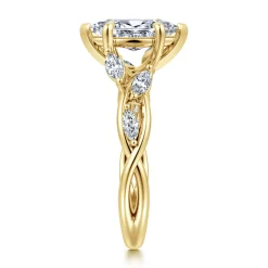 Discount Gabriel & Co. Charlina - 14K Yellow Gold Floral Marquise Diamond Engagement Ring
