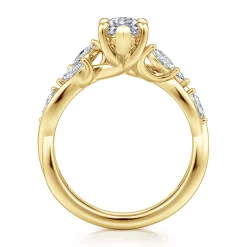 Discount Gabriel & Co. Charlina - 14K Yellow Gold Floral Marquise Diamond Engagement Ring