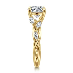 Best Gabriel & Co. Charlina - 14K Yellow Gold Floral Round Diamond Engagement Ring