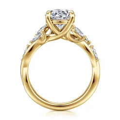Best Gabriel & Co. Charlina - 14K Yellow Gold Floral Round Diamond Engagement Ring