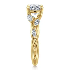 Online Gabriel & Co. Charlina - 14K Yellow Gold Floral Round Diamond Engagement Ring