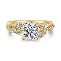 Online Gabriel & Co. Charlina - 14K Yellow Gold Floral Round Diamond Engagement Ring