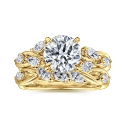 Online Gabriel & Co. Charlina - 14K Yellow Gold Floral Round Diamond Engagement Ring