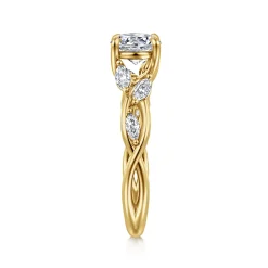 Best Gabriel & Co. Charlina - 14K Yellow Gold Floral Round Diamond Engagement Ring