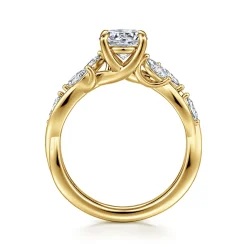 Best Gabriel & Co. Charlina - 14K Yellow Gold Floral Round Diamond Engagement Ring