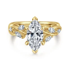 Online Gabriel & Co. Charlina - 14K Yellow Gold 6 Prong Floral Marquise Shape Diamond Engagement Ring