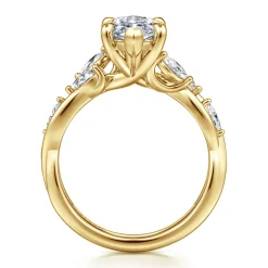 Clearance Gabriel & Co. Charlina - 14K Yellow Gold 6 Prong Floral Marquise Shape Diamond Engagement Ring