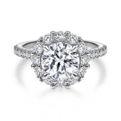 Online Gabriel & Co. Charmaine - 14K White Gold Round Halo Diamond Engagement Ring
