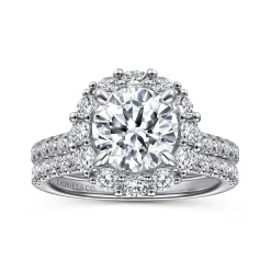 Online Gabriel & Co. Charmaine - 14K White Gold Round Halo Diamond Engagement Ring