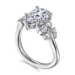 Outlet Gabriel & Co. Charm - 14K White Gold Bypass Pear Shape Diamond Engagement Ring