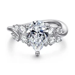 Outlet Gabriel & Co. Charm - 14K White Gold Bypass Pear Shape Diamond Engagement Ring