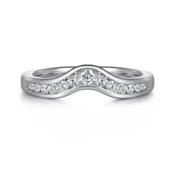 Hot Gabriel & Co. Chartres - Curved 14K White Gold Channel Set Diamond Wedding Band - 0.25 ct